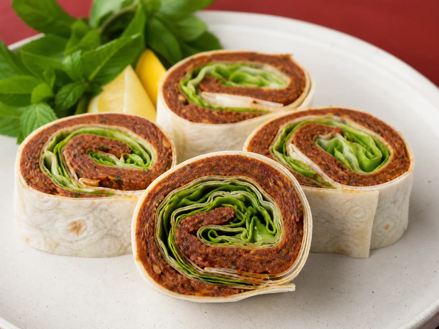 Taze yeşillikle hazırlanmış çiğköfte sushi